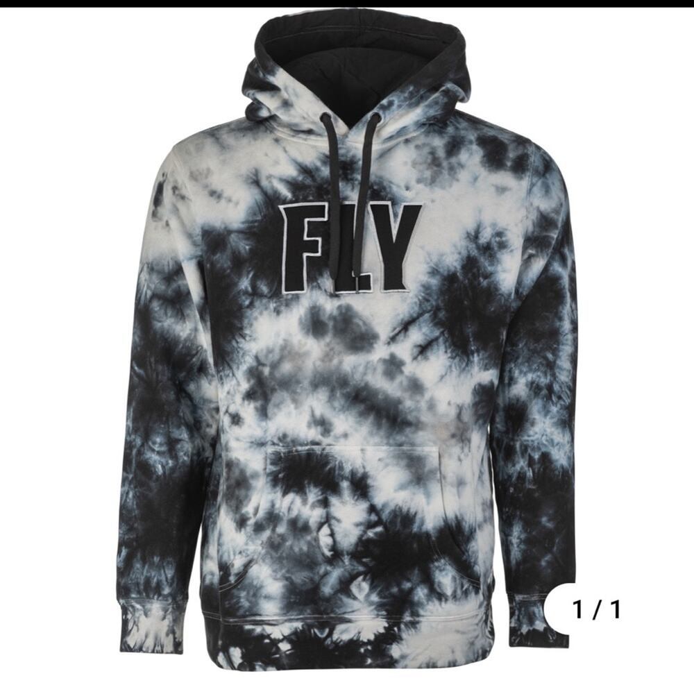 FLY RACING black and white tie dye hoodie XL